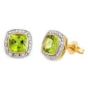 Peridot & diamond halo stud earrings