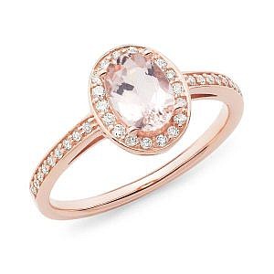 Morganite & diamond halo ring