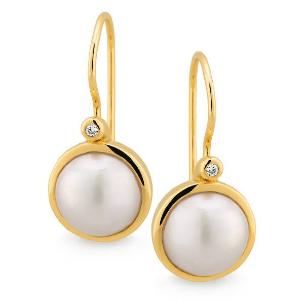 Mabe pearl & diamond drop earrings. - Andrew Mazzone