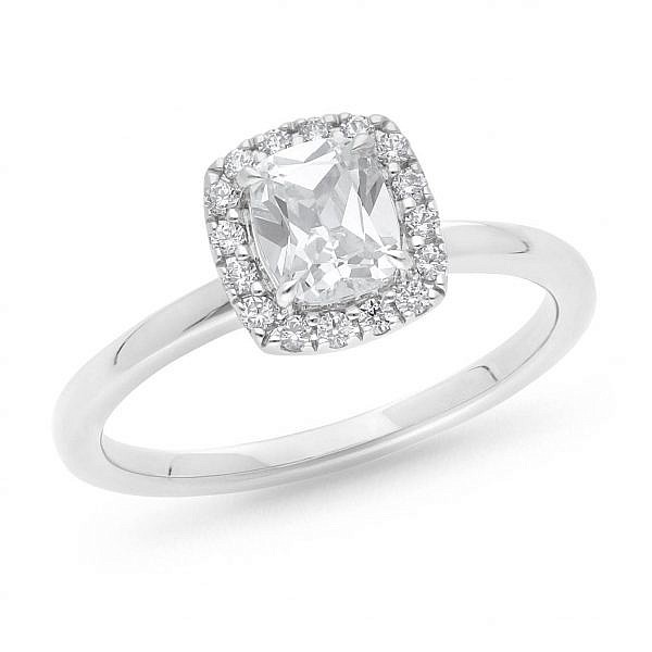 Cushion cut diamond halo engagement ring - Andrew Mazzone