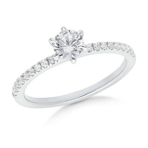 Round brilliant diamond six claw engagement ring - Andrew Mazzone