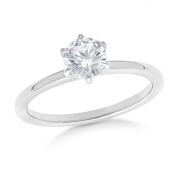 Round brilliant solitaire diamond 6 claw engagement ring - Andrew Mazzone