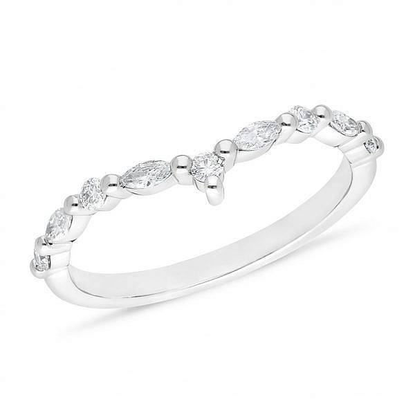 Marquise diamond V wedding ring