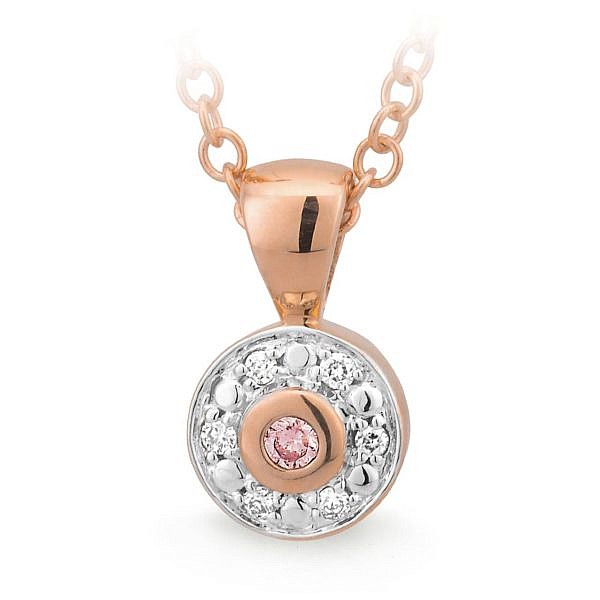 Pink & White bezel set diamond pendant