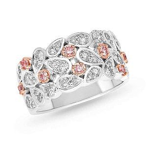 Pink & white fancy shape diamond ring