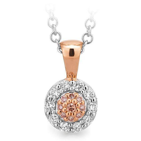 Pink & white diamond flower shape pendant