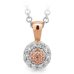 Pink & white diamond flower shape pendant