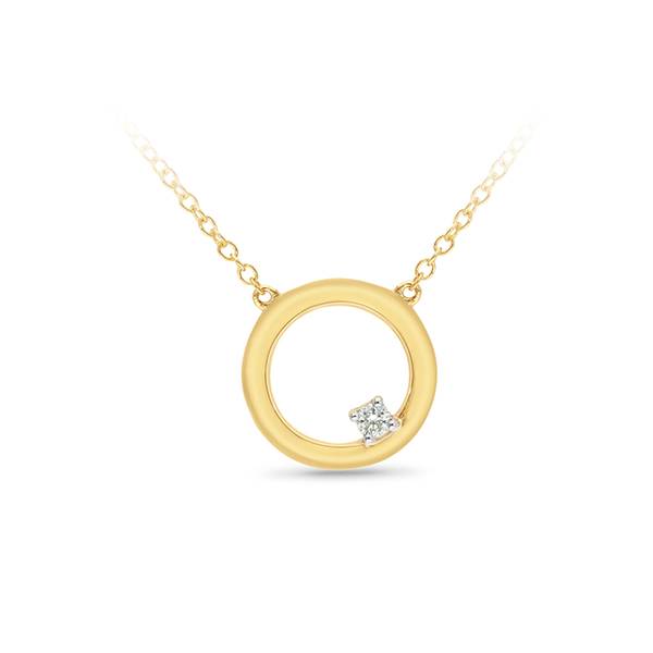 Petite gold circle diamond pendant
