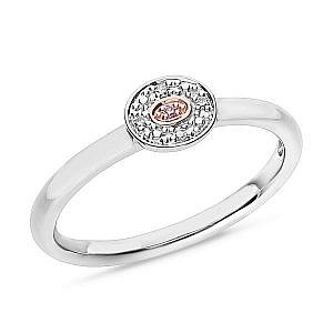 Pink & white diamond horizontal halo ring