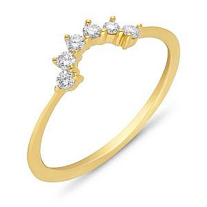 Round diamond curved wedding ring