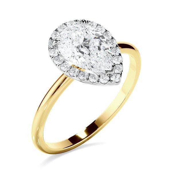 Andrew Mazzone pear halo solitaire ring