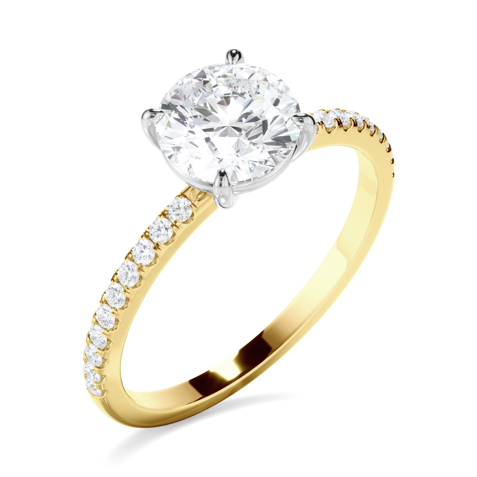 Round brilliant cut lab grown diamond solitaire engagement ring ...