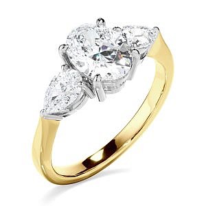 Andrew Mazzone oval trilogy with pear side diamonds ring