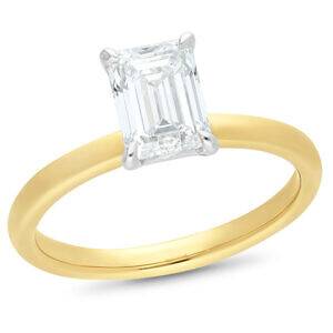 Andrew Mazzone emerald cut diamond lab grown diamond engagement ring.
